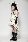 Cute Punk Black Embroidered Butterfly  Lace Angel Beige Dress DW1013