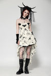 Cute Punk Black Embroidered Butterfly  Lace Angel Beige Dress DW1013