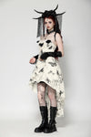Cute Punk Black Embroidered Butterfly  Lace Angel Beige Dress DW1013