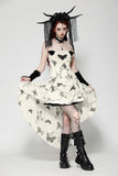 Cute Punk Black Embroidered Butterfly  Lace Angel Beige Dress DW1013