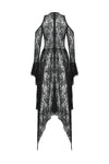 Black Gothic Asymmetrical Lace Rhinestone Neckline Off-Shoulder   Dress DW1017