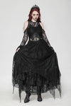 Black Gothic Asymmetrical Lace Rhinestone Neckline Off-Shoulder   Dress DW1017