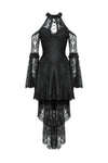 Black Gothic Rose Vine Lace Tail Dress DW1034