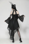 Black Gothic Rose Vine Lace Tail Dress DW1034