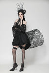 Black Gothic Rose Vine Lace Tail Dress DW1034