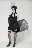 Black Gothic Rose Vine Lace Tail Dress DW1034