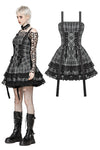 Punk Grey Plaid Metal Studded Dress DW1051
