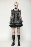 Punk Grey Plaid Metal Studded Dress DW1051