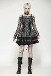 Punk Grey Plaid Metal Studded Dress DW1051