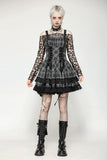 Punk Grey Plaid Metal Studded Dress DW1051