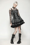 Punk Grey Plaid Metal Studded Dress DW1051