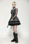 Punk Grey Plaid Metal Studded Dress DW1051