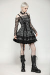 Punk Grey Plaid Metal Studded Dress DW1051
