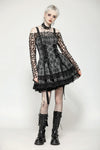 Punk Grey Plaid Metal Studded Dress DW1051