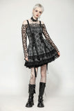 Punk Grey Plaid Metal Studded Dress DW1051