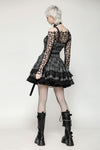 Punk Grey Plaid Metal Studded Dress DW1051