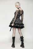 Punk Grey Plaid Metal Studded Dress DW1051