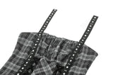 Punk Grey Plaid Metal Studded Dress DW1051