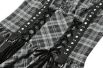 Punk Grey Plaid Metal Studded Dress DW1051