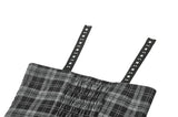 Punk Grey Plaid Metal Studded Dress DW1051