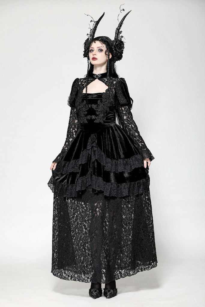 Dark in Love Leilani Black Jacquard Mesh Long Gothic Skirt - Ladies Dark in Love Leilani Black Jacquard Mesh Long Gothic Skirt - Ladies