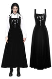 Black Velvet Horn Embroidery Maxi Dress DW1062
