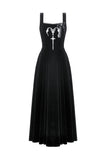 Black Velvet Horn Embroidery Maxi Dress DW1062