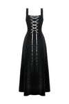Black Velvet Horn Embroidery Maxi Dress DW1062