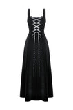 Black Velvet Horn Embroidery Maxi Dress DW1062