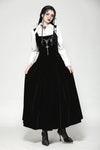 Black Velvet Horn Embroidery Maxi Dress DW1062