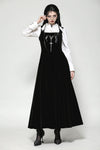 Black Velvet Horn Embroidery Maxi Dress DW1062