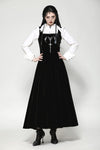 Black Velvet Horn Embroidery Maxi Dress DW1062