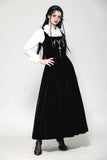 Black Velvet Horn Embroidery Maxi Dress DW1062