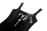 Black Velvet Horn Embroidery Maxi Dress DW1062