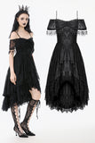 Gothic Black Lace Off-Shoulder High-Low Dress DW1077
