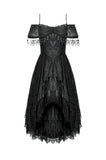 Gothic Black Lace Off-Shoulder High-Low Dress DW1077