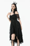 Gothic Black Lace Off-Shoulder High-Low Dress DW1077