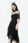Gothic Black Lace Off-Shoulder High-Low Dress DW1077