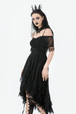 Gothic Black Lace Off-Shoulder High-Low Dress DW1077