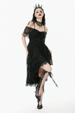 Gothic Black Lace Off-Shoulder High-Low Dress DW1077