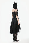 Gothic Black Lace Off-Shoulder High-Low Dress DW1077