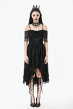 Gothic Black Lace Off-Shoulder High-Low Dress DW1077