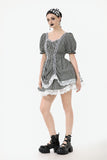 Midnight Masquerade – Noir Striped Circus Dress  DW1079