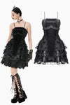 Gothic Bat Coffin Lolita Dress with Lace Ruffles and Adjustable Ties DW1088