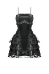 Gothic Bat Coffin Lolita Dress with Lace Ruffles and Adjustable Ties DW1088