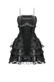 Gothic Bat Coffin Lolita Dress with Lace Ruffles and Adjustable Ties DW1088