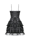 Gothic Bat Coffin Lolita Dress with Lace Ruffles and Adjustable Ties DW1088