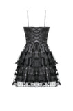 Gothic Bat Coffin Lolita Dress with Lace Ruffles and Adjustable Ties DW1088