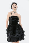Gothic Bat Coffin Lolita Dress with Lace Ruffles and Adjustable Ties DW1088