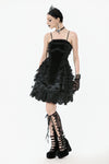 Gothic Bat Coffin Lolita Dress with Lace Ruffles and Adjustable Ties DW1088